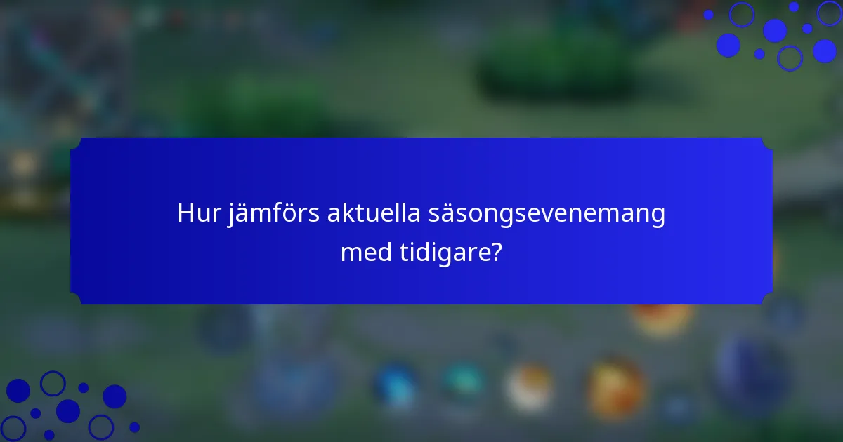 Hur jämförs aktuella säsongsevenemang med tidigare?