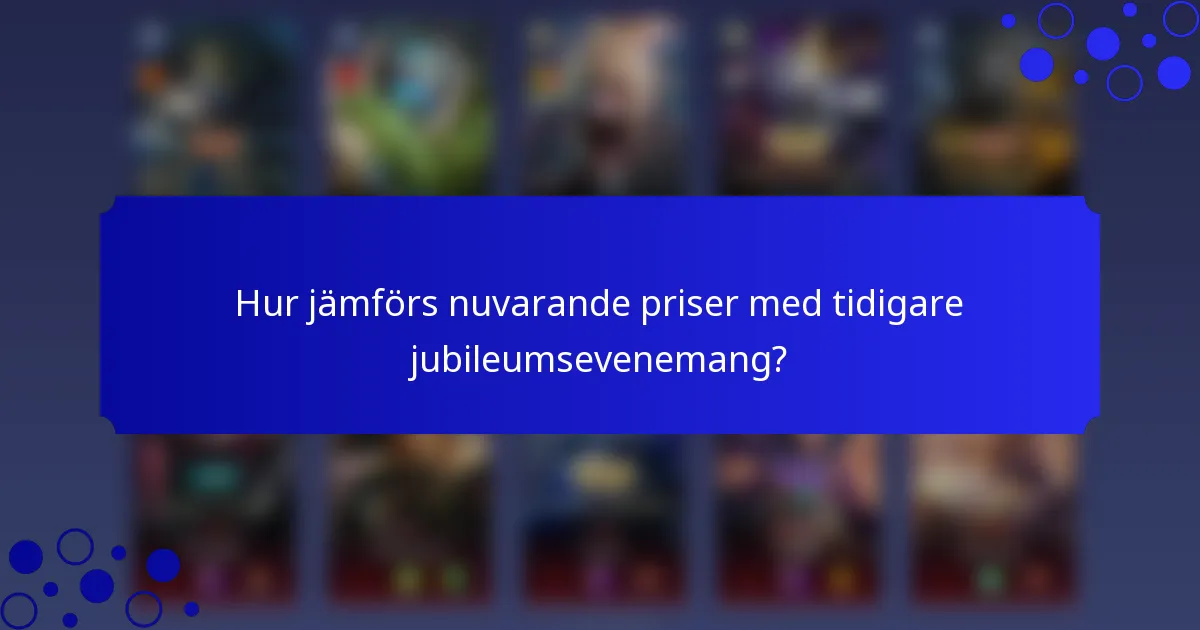 Hur jämförs nuvarande priser med tidigare jubileumsevenemang?