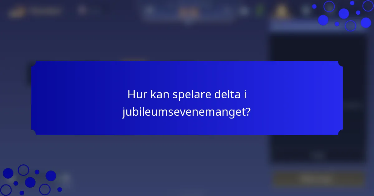 Hur kan spelare delta i jubileumsevenemanget?