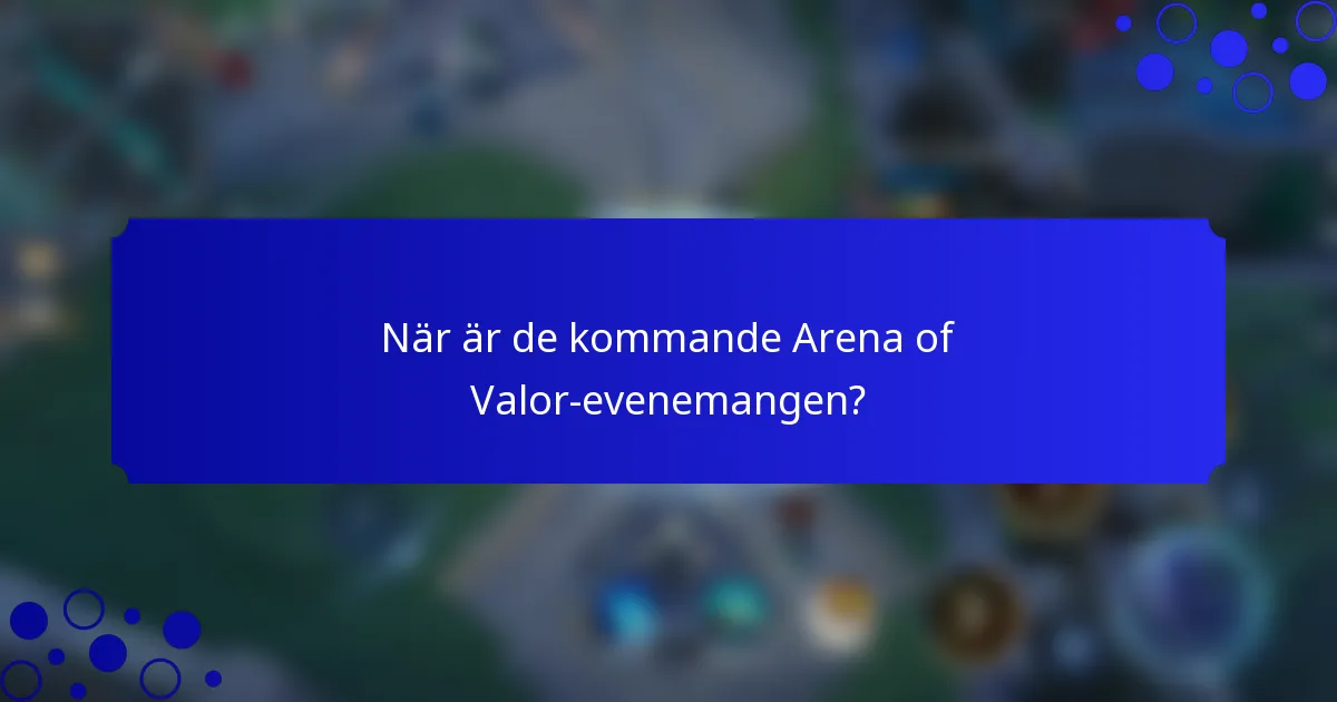 När är de kommande Arena of Valor-evenemangen?