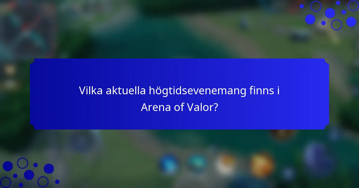 Vilka aktuella högtidsevenemang finns i Arena of Valor?