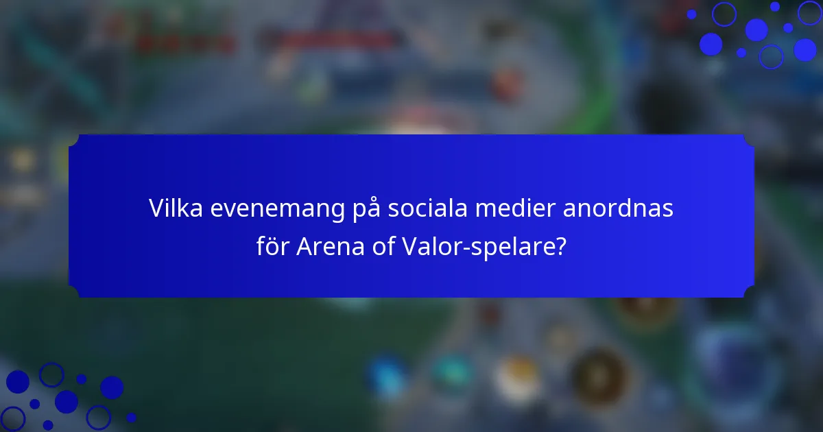 Vilka evenemang på sociala medier anordnas för Arena of Valor-spelare?